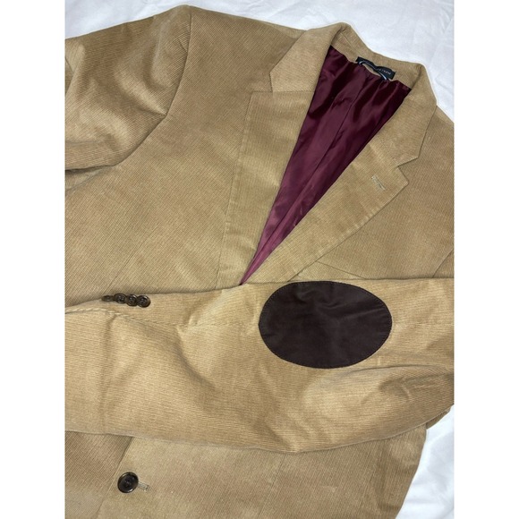Tommy Hilfiger Men's Corduroy Blazer 42 Regular Elbow Patches Khaki Sport Coat - Picture 1 of 8